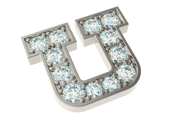 Letter U with diamonds