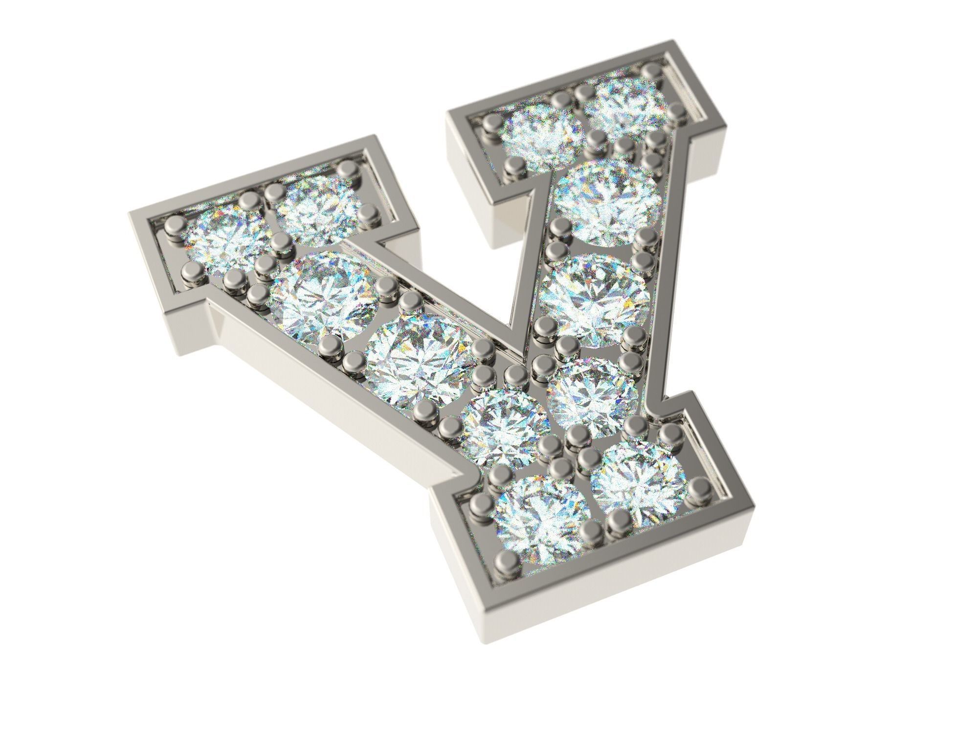 Letter V is made of diamonds 3D print model_0