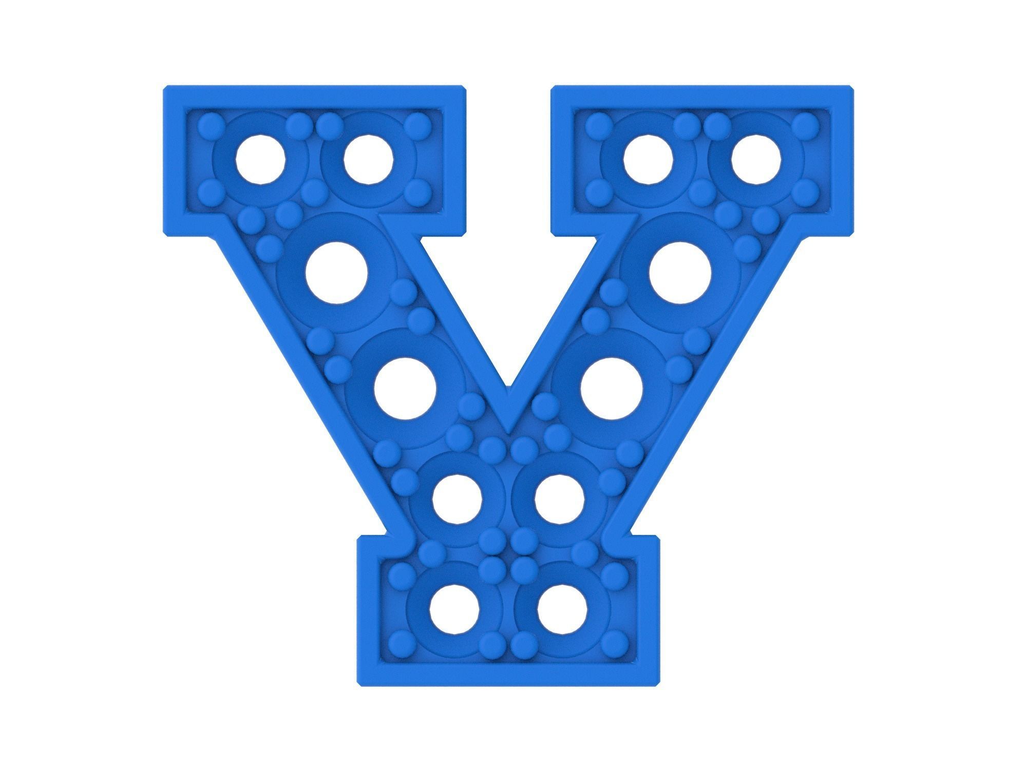 Letter V is made of diamonds 3D print model_2