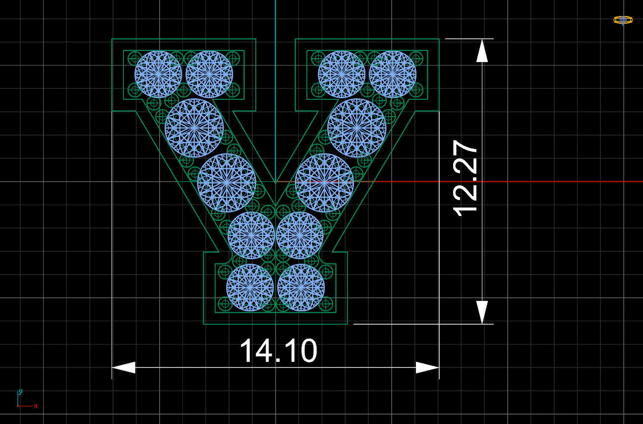 Letter V is made of diamonds 3D print model_4