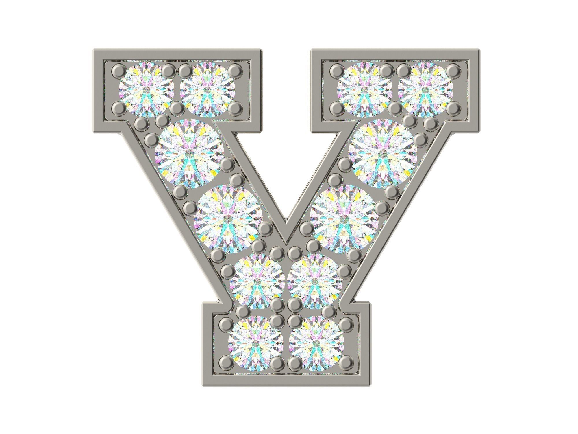Letter V is made of diamonds 3D print model_1