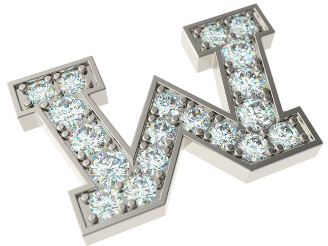 Letter W with diamonds