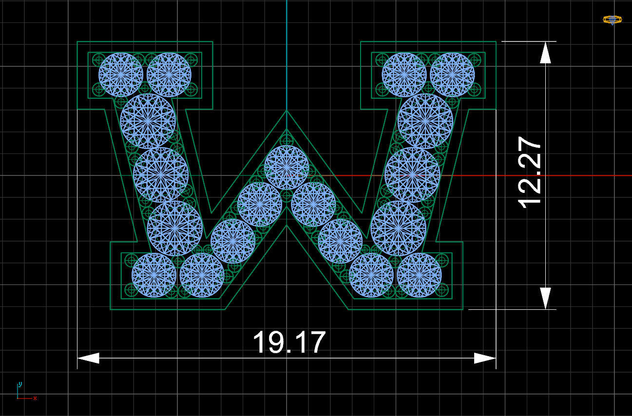 Letter W with diamonds 3D print model_4