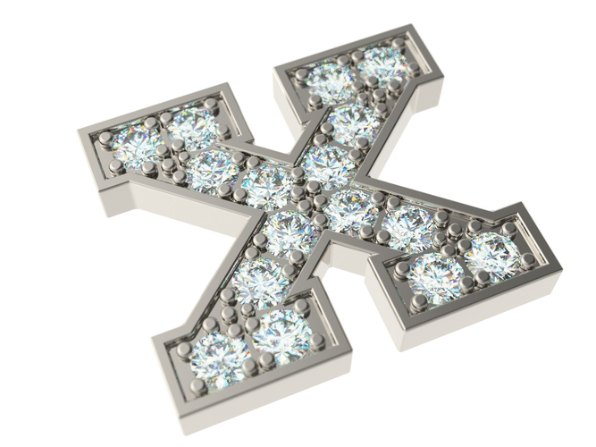 Letter X with diamonds