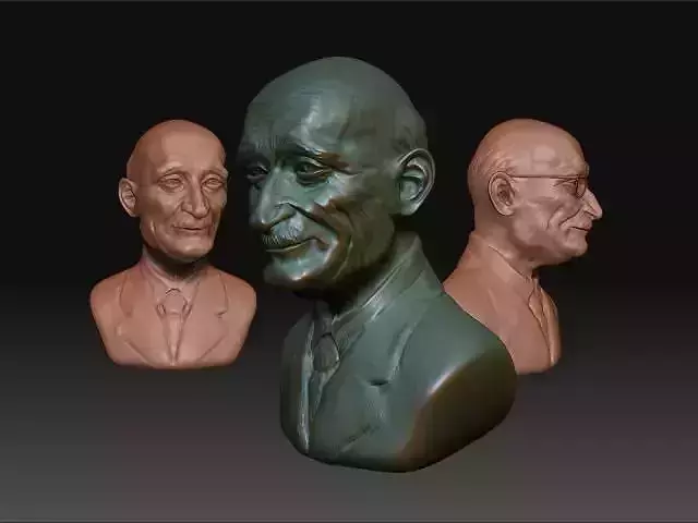 schuman three busts made of different materials 3D print model