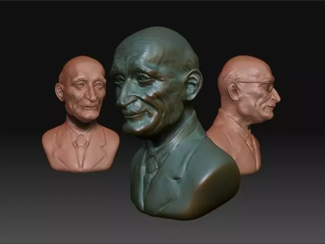 schuman three busts made of different materials 3D print model_0