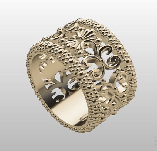 wedding band with ornaments  3D print model