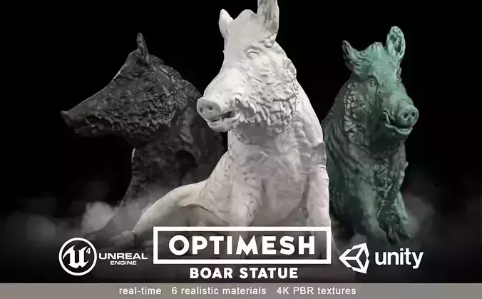 Boar wild hog statue - 3D BR model Low-poly 3D model