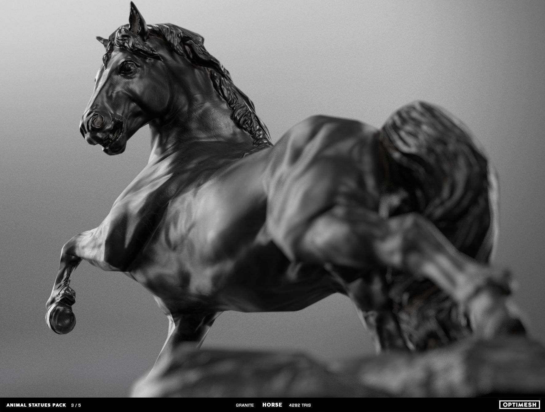 Horse Statue - 3D PBR model Low-poly 3D model_11