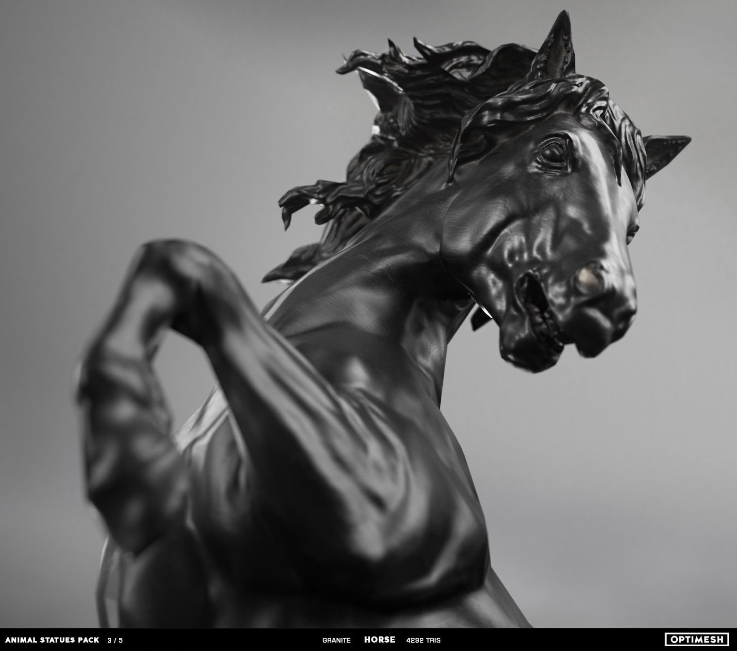 Horse Statue - 3D PBR model Low-poly 3D model_7