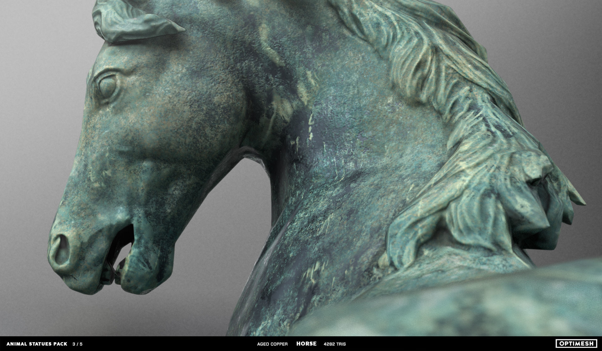 Horse Statue - 3D PBR model Low-poly 3D model_10