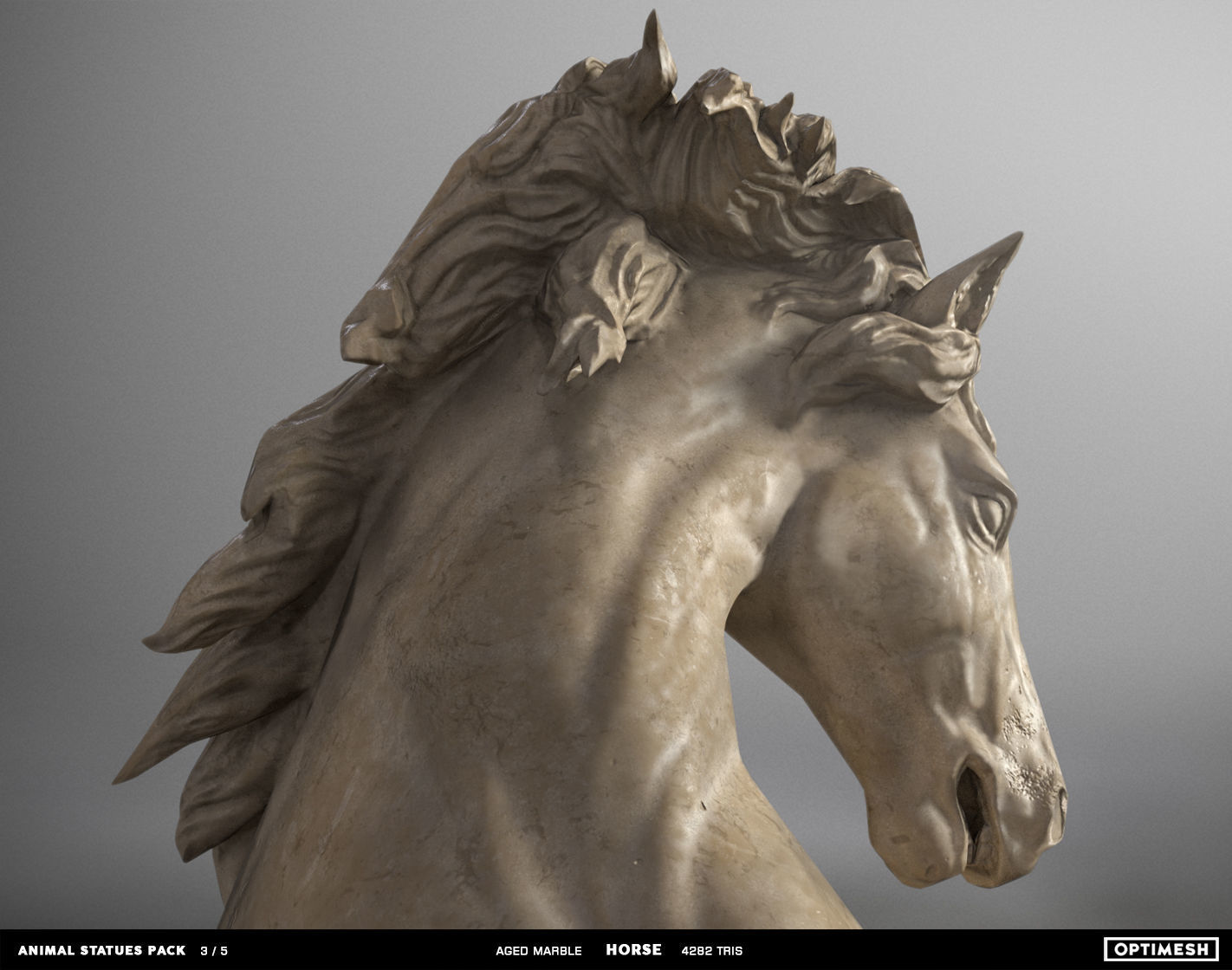 Horse Statue - 3D PBR model Low-poly 3D model_12