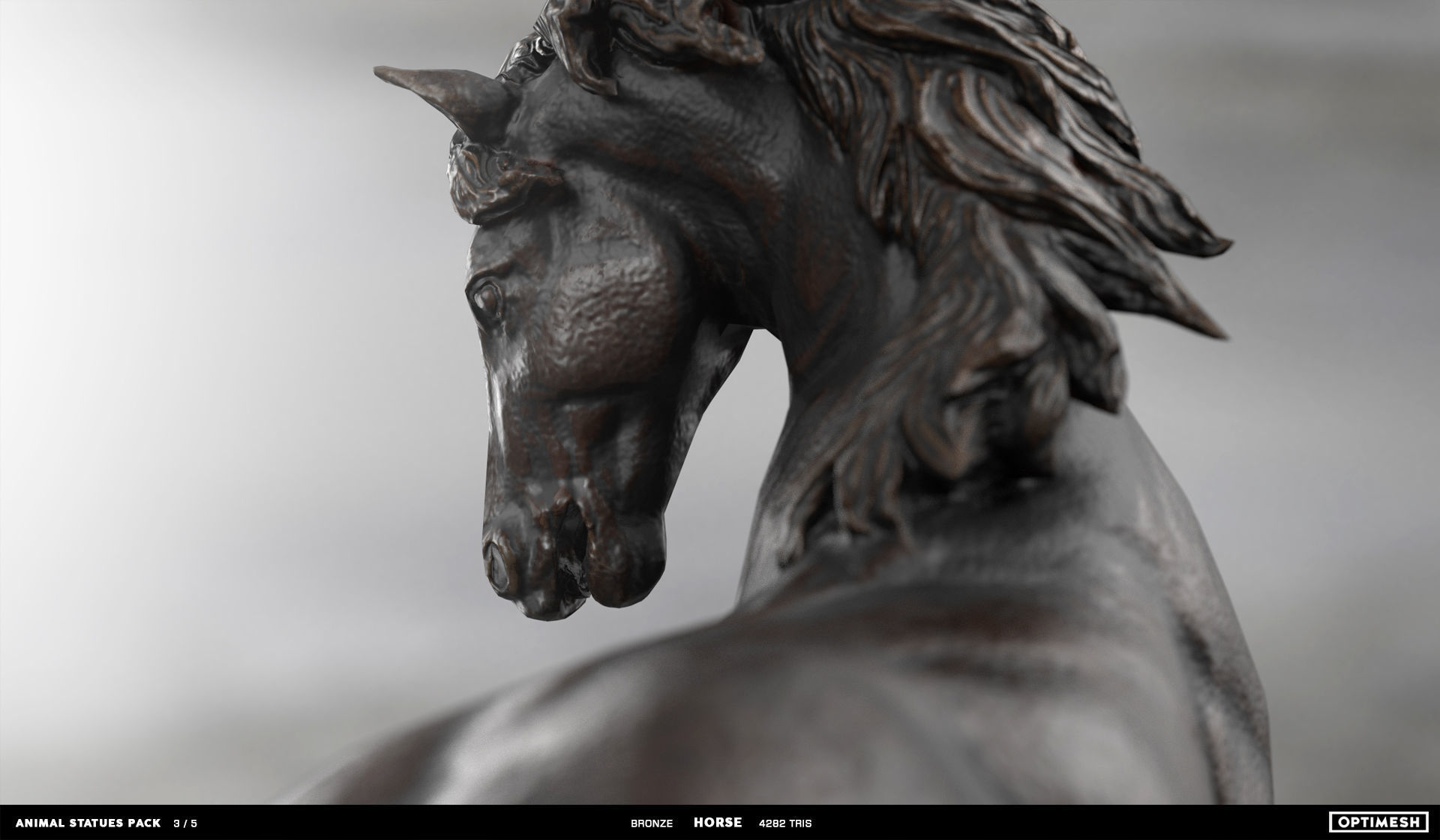 Horse Statue - 3D PBR model Low-poly 3D model_9