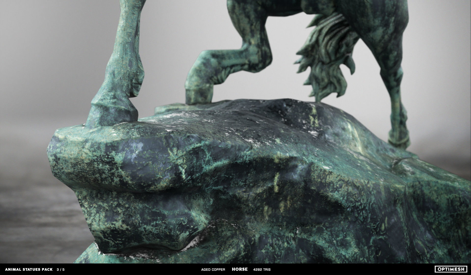 Horse Statue - 3D PBR model Low-poly 3D model_8