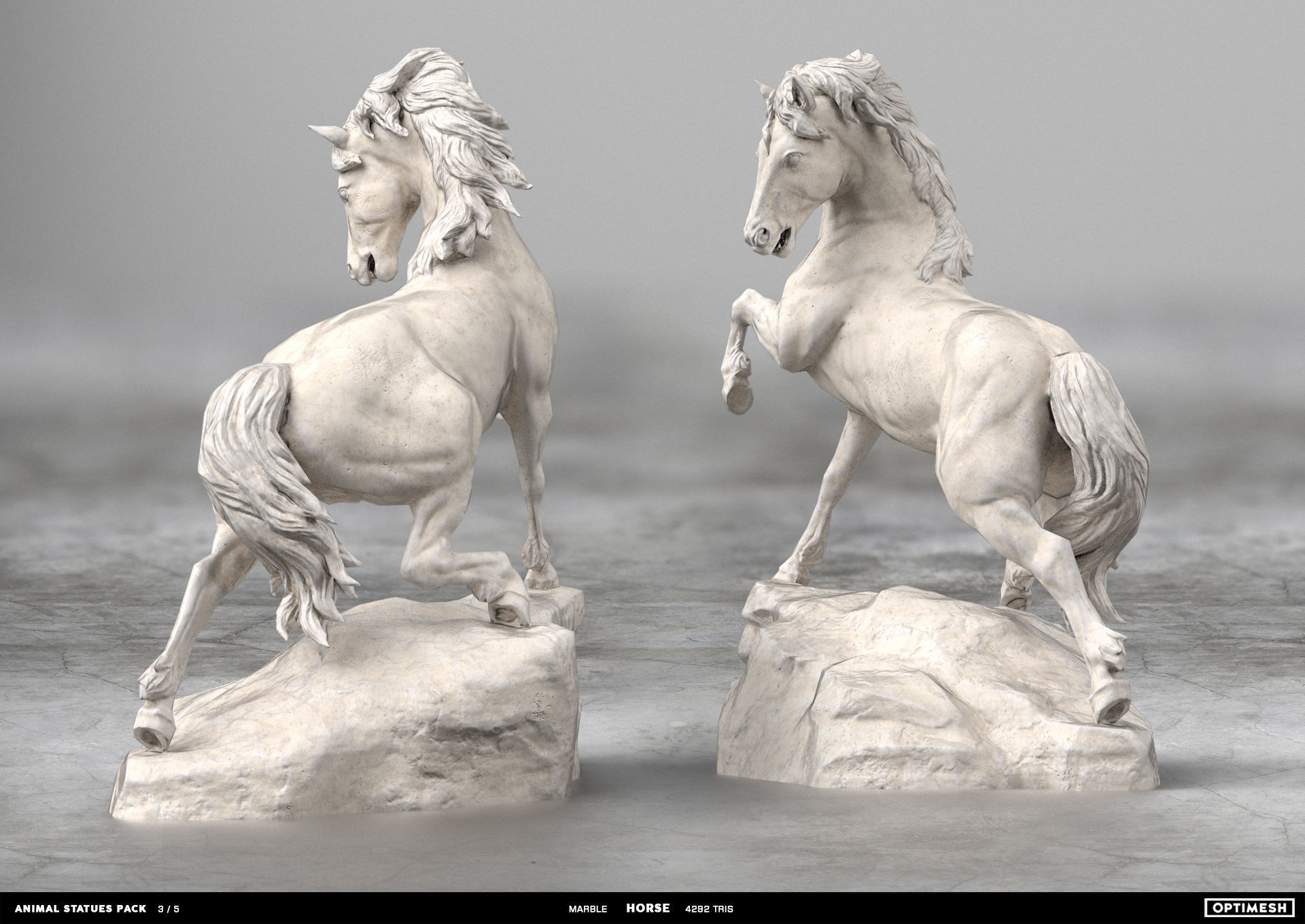Horse Statue - 3D PBR model Low-poly 3D model_4