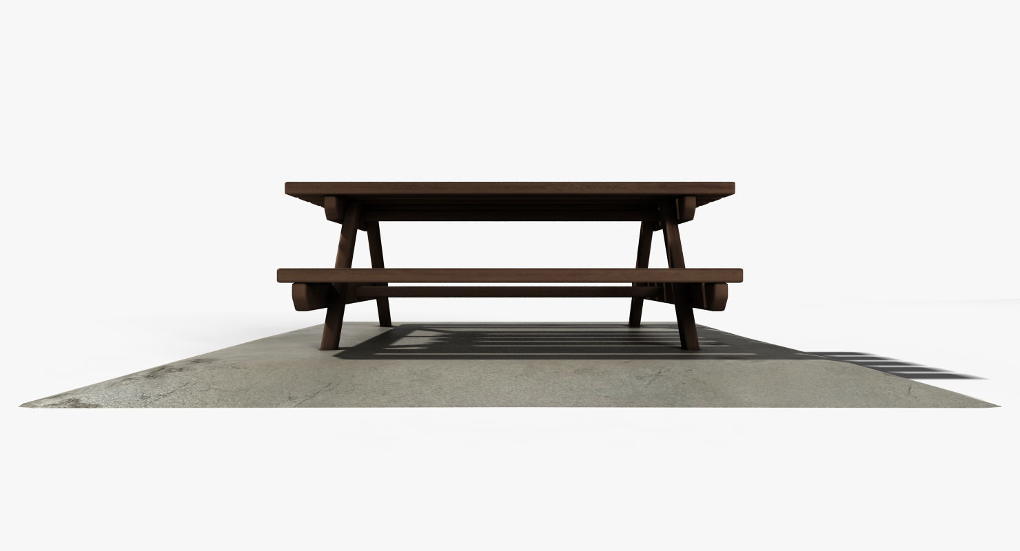 Picnic Table Low-poly 3D model_11
