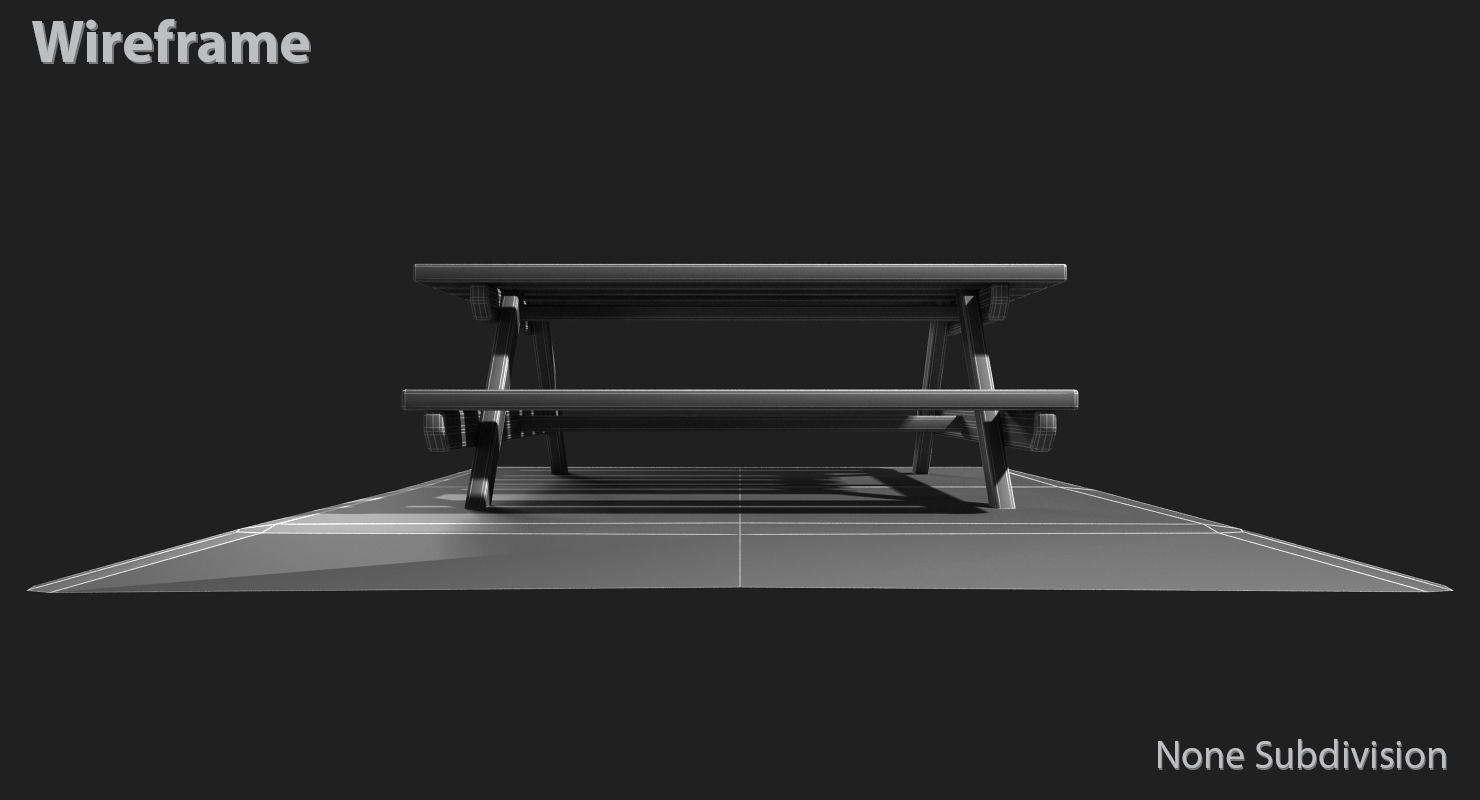 Picnic Table Low-poly 3D model_19