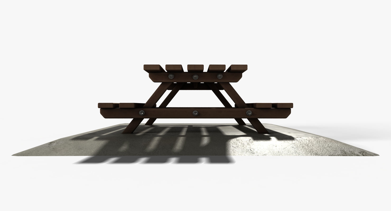 Picnic Table Low-poly 3D model_13