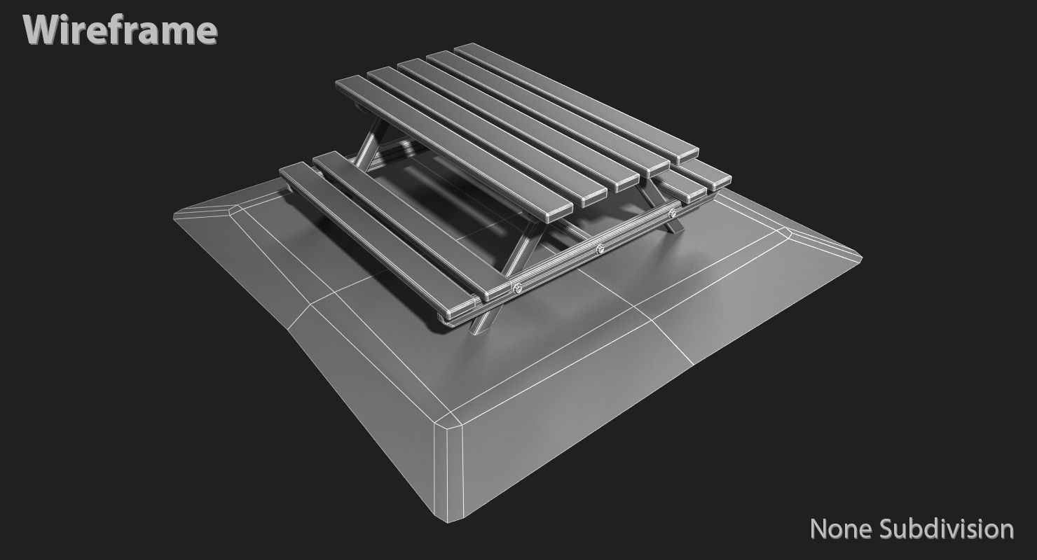 Picnic Table Low-poly 3D model_18