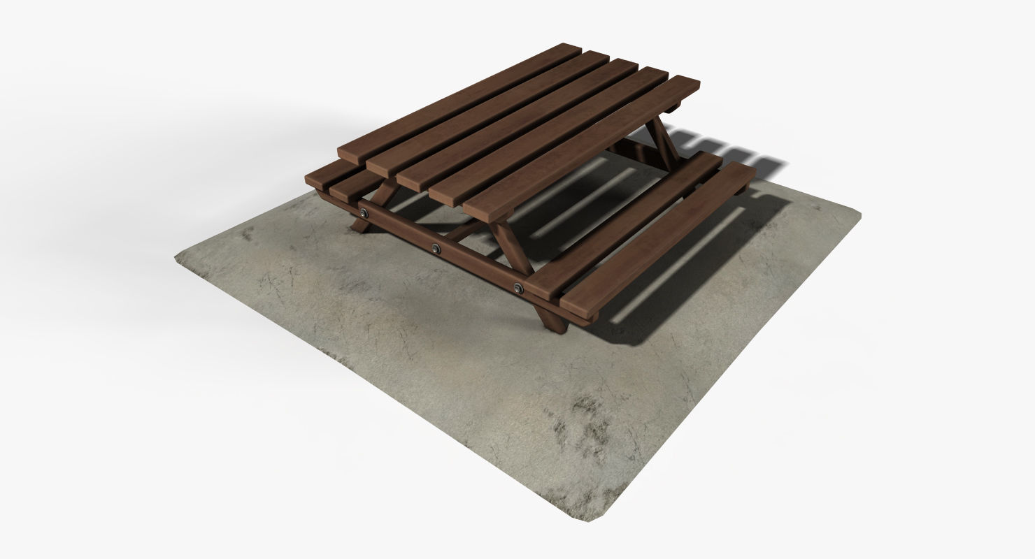 Picnic Table Low-poly 3D model_2