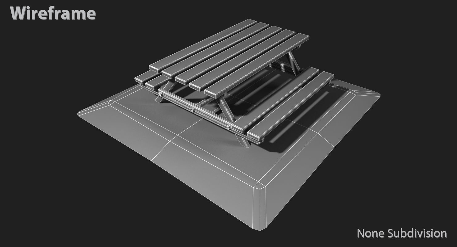 Picnic Table Low-poly 3D model_15