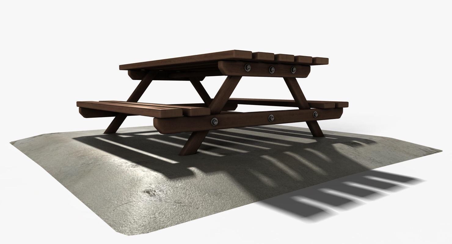 Picnic Table Low-poly 3D model_5