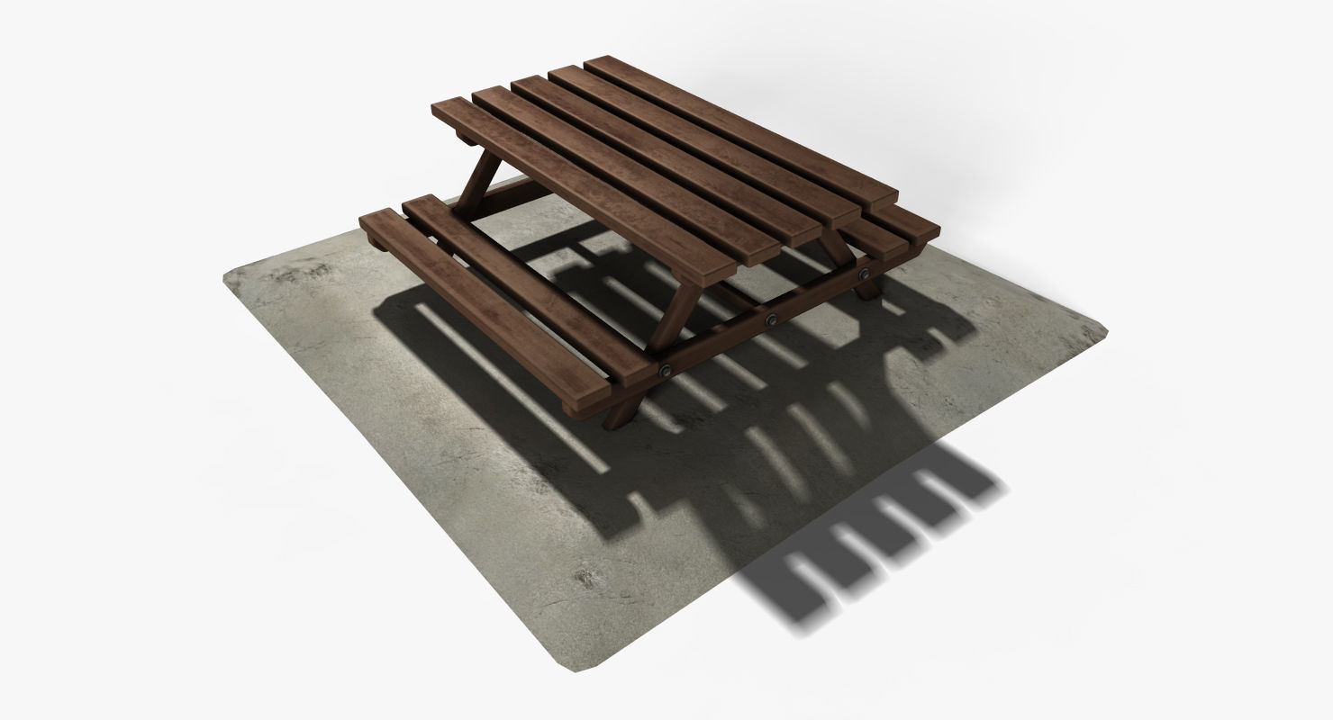 Picnic Table Low-poly 3D model_3
