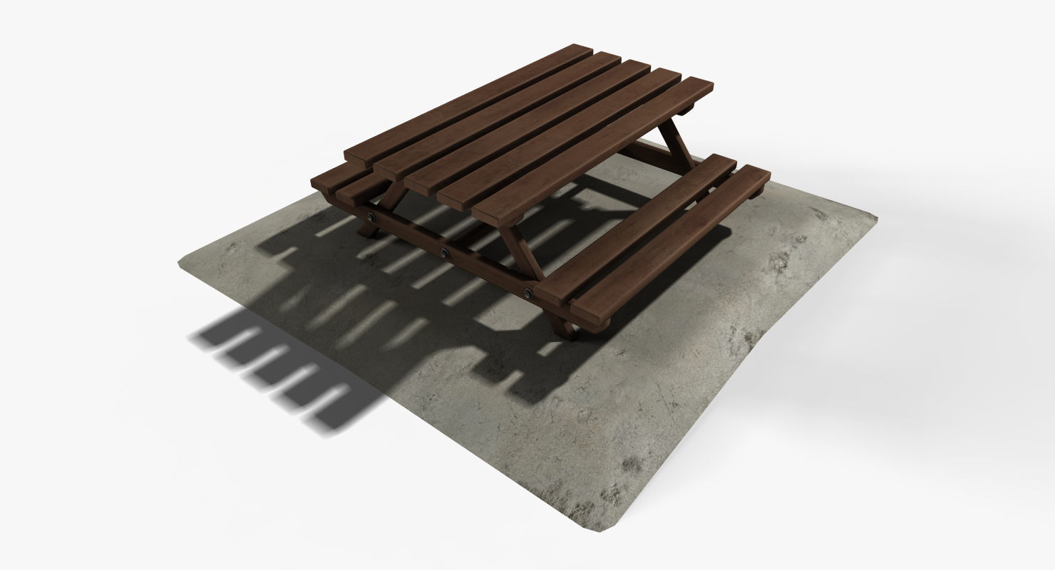 Picnic Table Low-poly 3D model_4