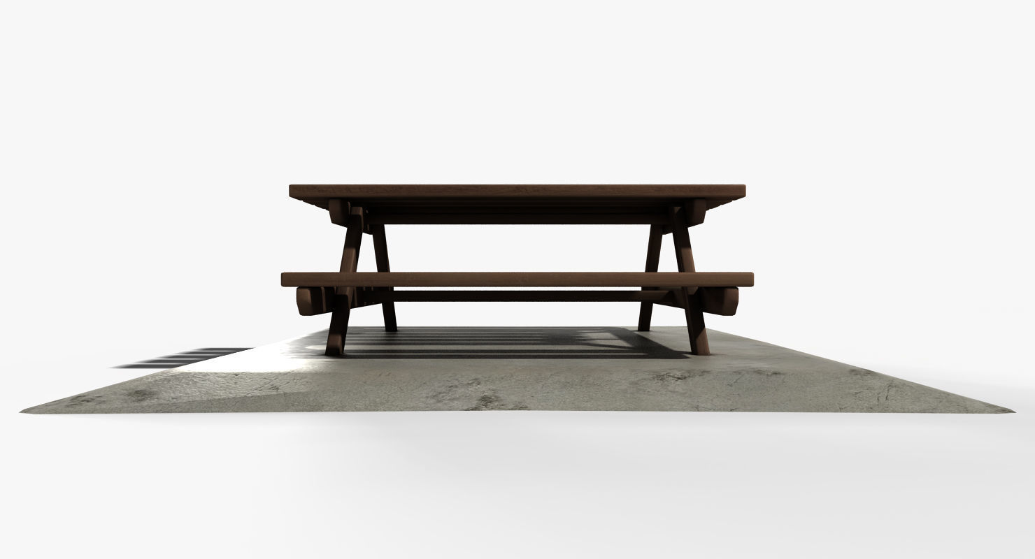 Picnic Table Low-poly 3D model_10