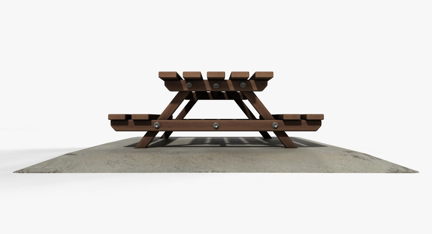 Picnic Table Low-poly 3D model_12