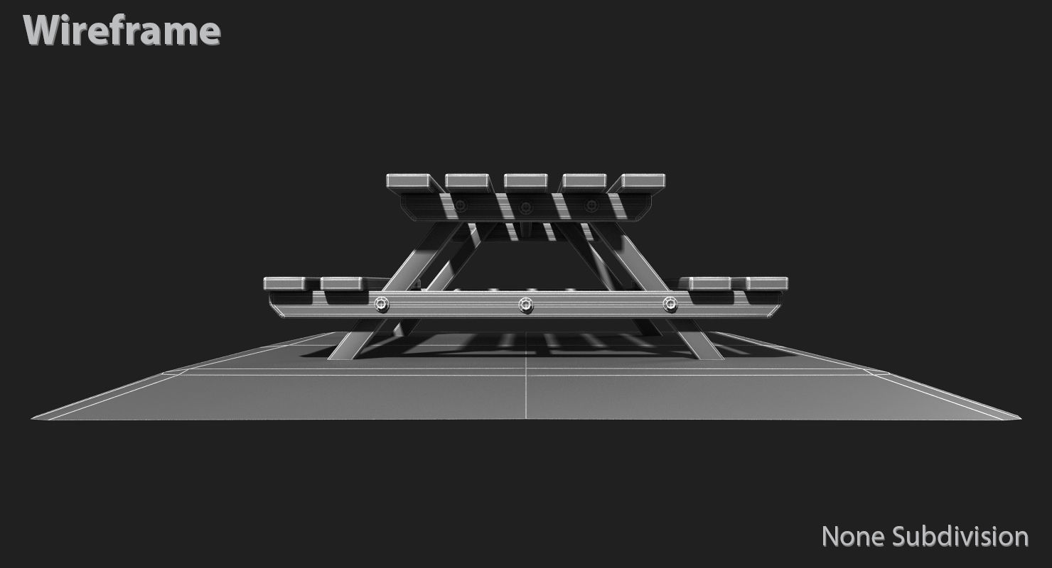 Picnic Table Low-poly 3D model_20