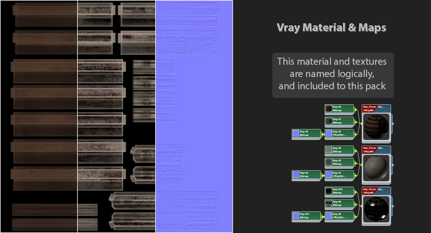 Picnic Table Low-poly 3D model_22