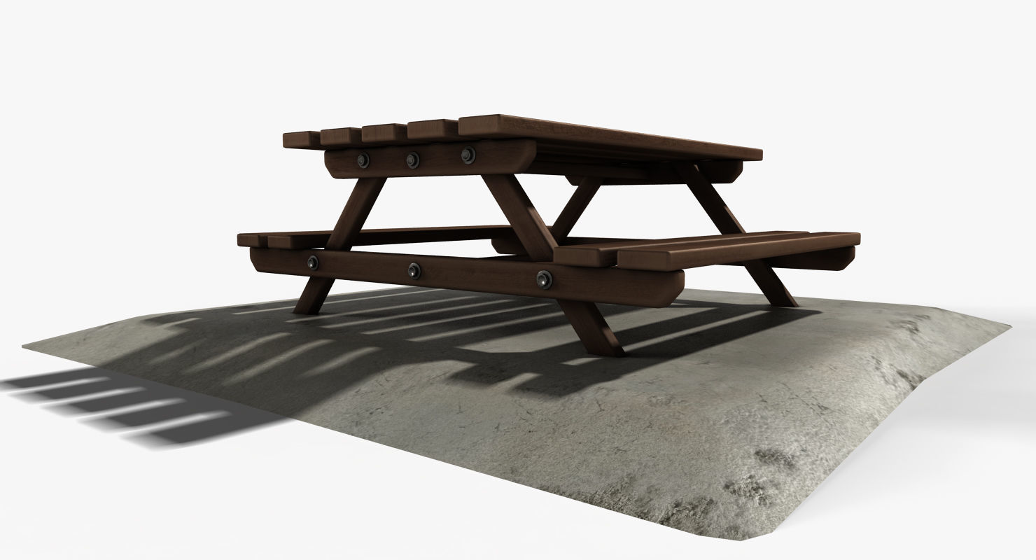 Picnic Table Low-poly 3D model_6
