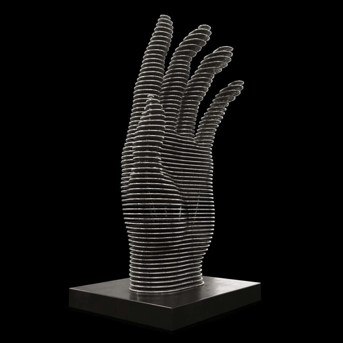 Figurine in the form of a hand made of metal plates 3D model_2