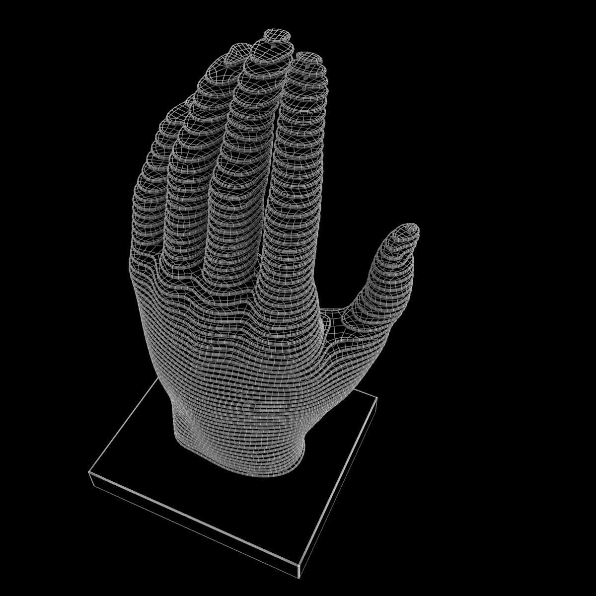 Figurine in the form of a hand made of metal plates 3D model_4