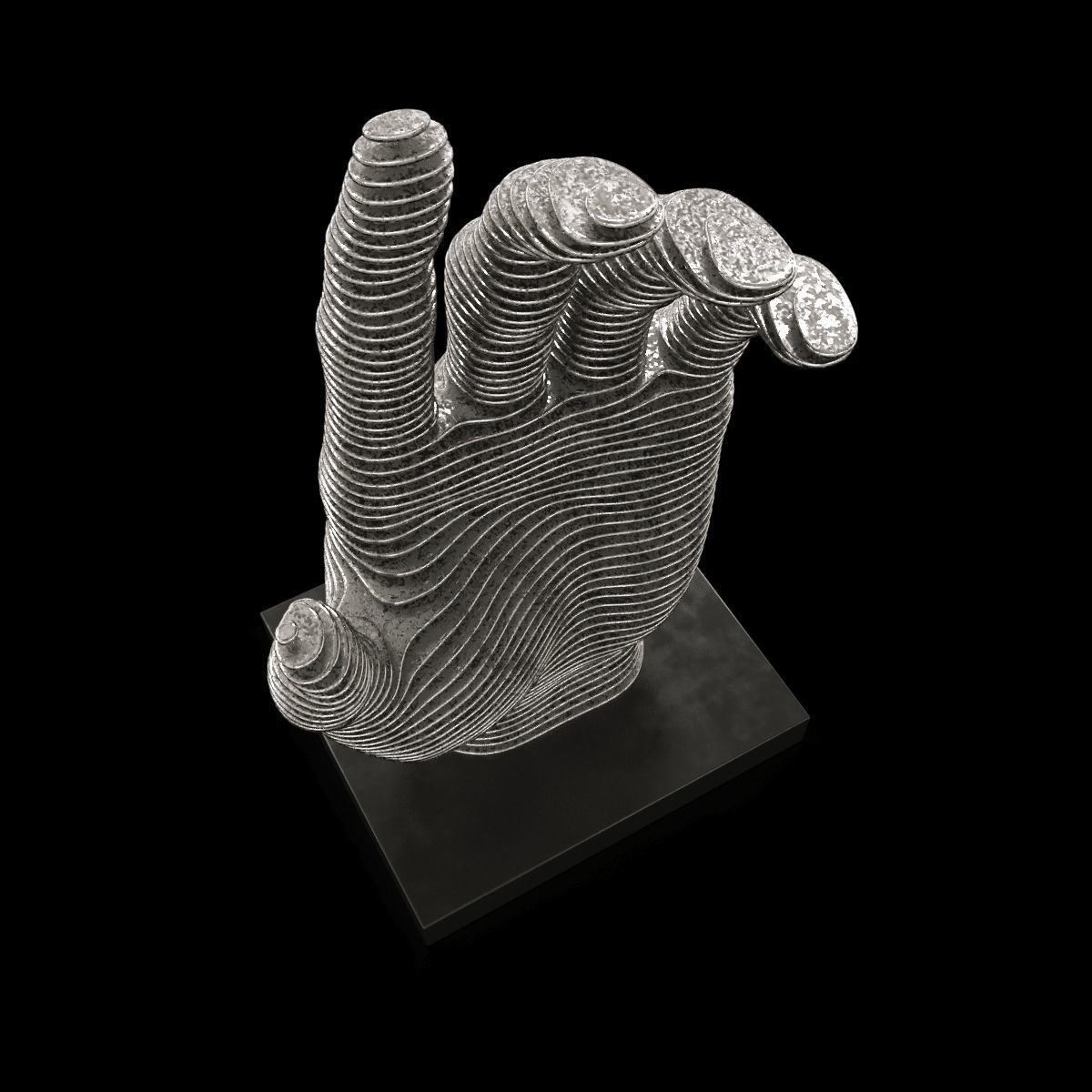 Figurine in the form of a hand made of metal plates 3D model_1