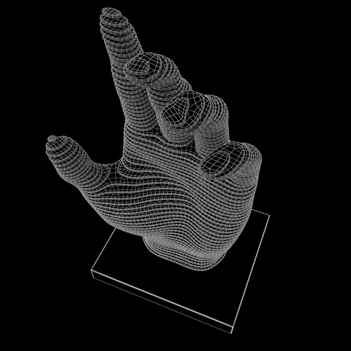 Figurine in the form of a hand made of metal plates 3D model_3