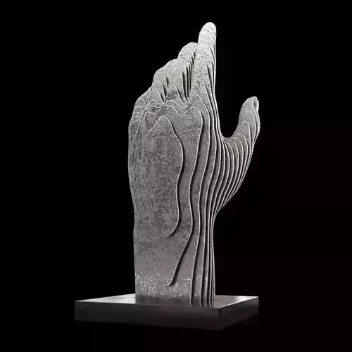 Figurine in the form of a hand made of metal plates