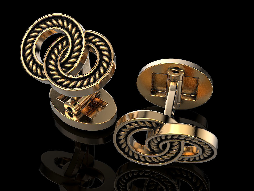 Cufflinks pair of silver 3D print model_2