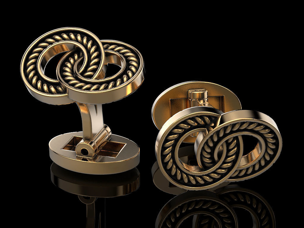 Cufflinks pair of silver 3D print model_1