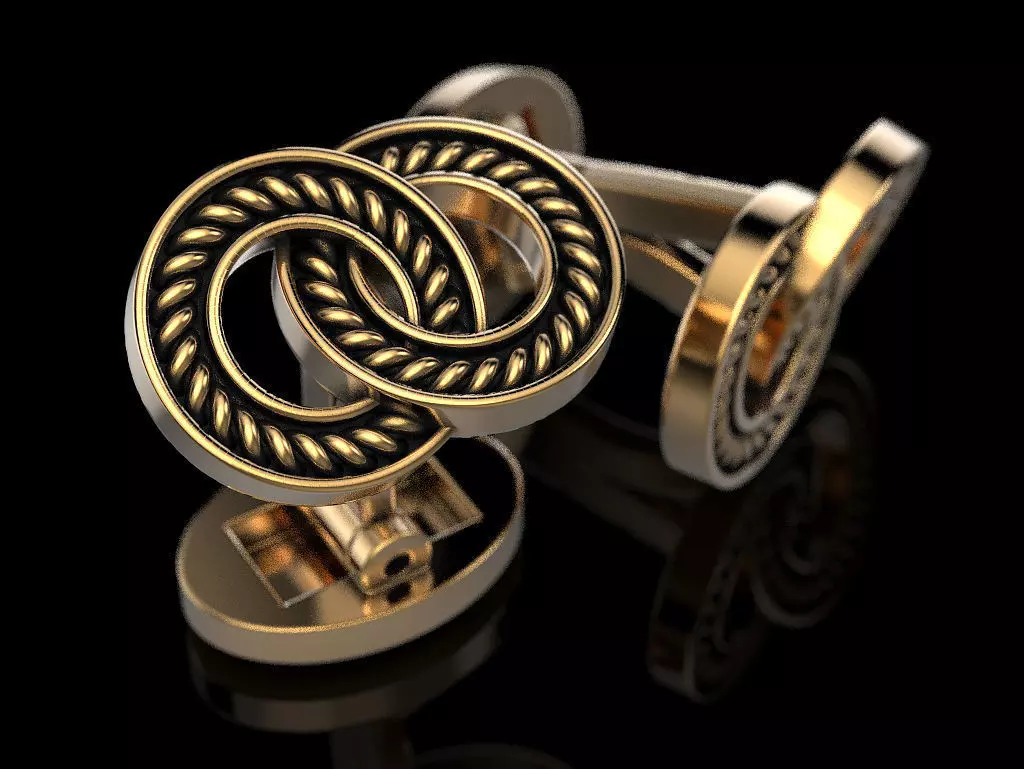 Cufflinks pair of silver 3D print model_0
