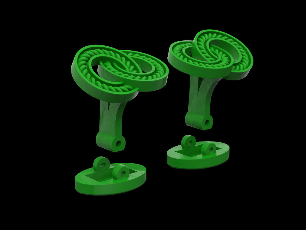 Cufflinks pair of silver 3D print model_6