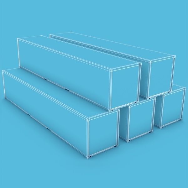 Container 40ft Low-poly 3D model_6