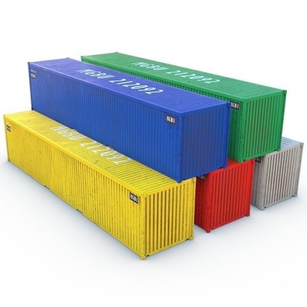 Container 40ft Low-poly 3D model_5