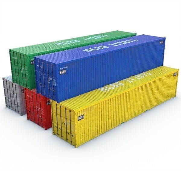 Container 40ft Low-poly 3D model_1