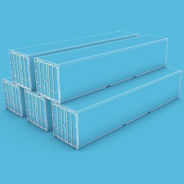 Container 40ft Low-poly 3D model_2