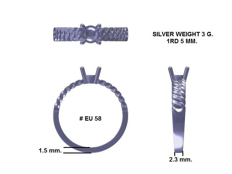 RING004 engagement ring with sapphire stone 3D print model_2