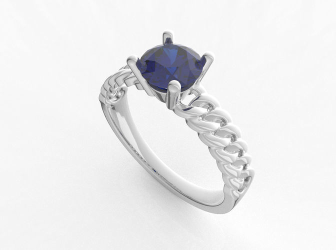RING004 engagement ring with sapphire stone 3D print model