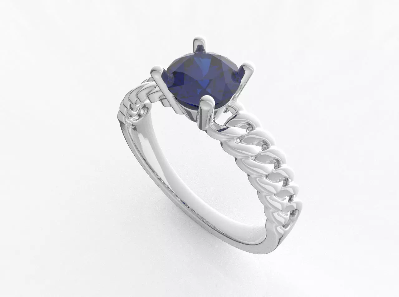 RING004 engagement ring with sapphire stone 3D print model_0
