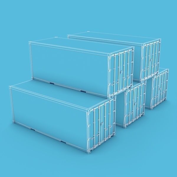 Container 20ft Low-poly 3D model_8